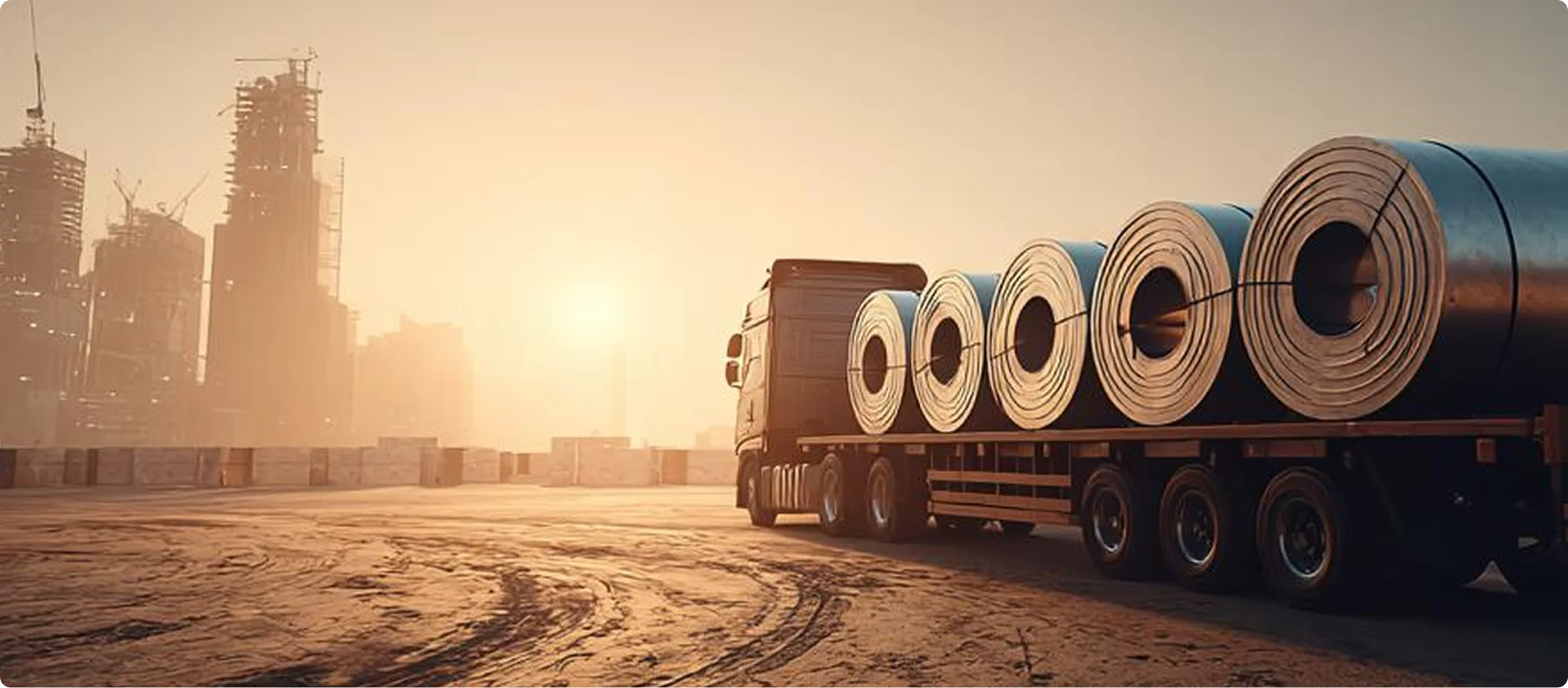 Steel products on truck